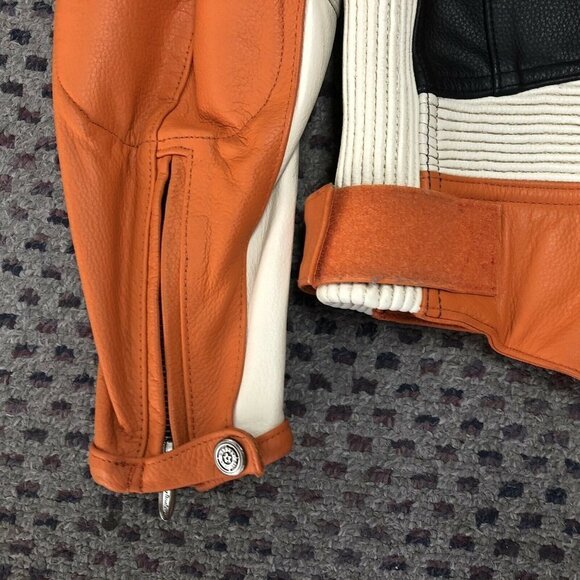 Harley Davidson Orange Rapid City leather Jacket​​​​​​​​ - Picture 6 of 6